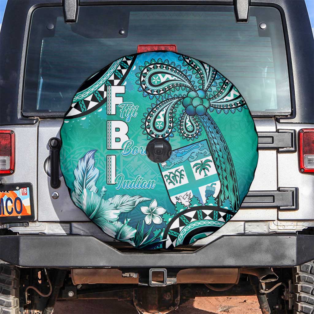 Fiji Born Indian Spare Tire Cover Palm Paisley With Tapa Pattern