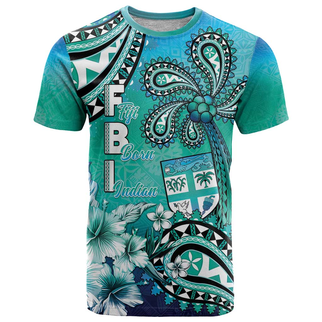 Fiji Born Indian T Shirt Palm Paisley With Tapa Pattern