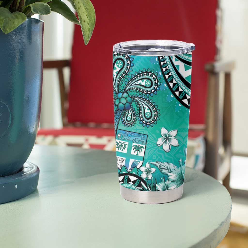 Fiji Born Indian Tumbler Cup Palm Paisley With Tapa Pattern