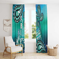 Fiji Born Indian Window Curtain Palm Paisley With Tapa Pattern