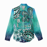 Fiji Born Indian Women Casual Shirt Palm Paisley With Tapa Pattern