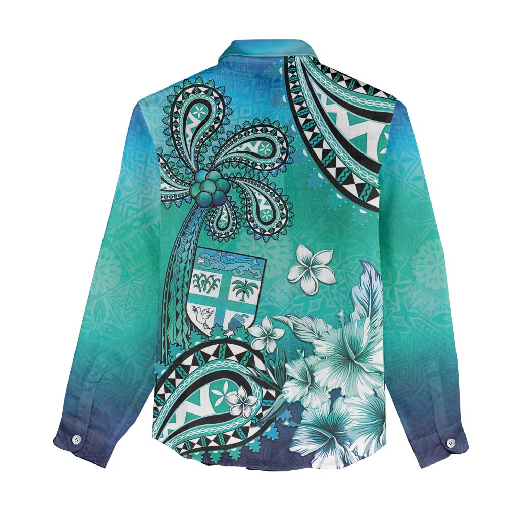 Fiji Born Indian Women Casual Shirt Palm Paisley With Tapa Pattern