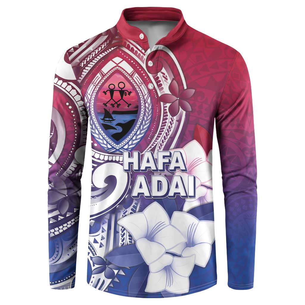 Guam Gadao Button Sweatshirt Hafa Adai Micronesian Tribal Pattern