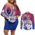 Guam Gadao Couples Matching Off Shoulder Short Dress and Long Sleeve Button Shirt Hafa Adai Micronesian Tribal Pattern