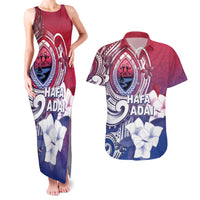 Guam Gadao Couples Matching Tank Maxi Dress and Hawaiian Shirt Hafa Adai Micronesian Tribal Pattern