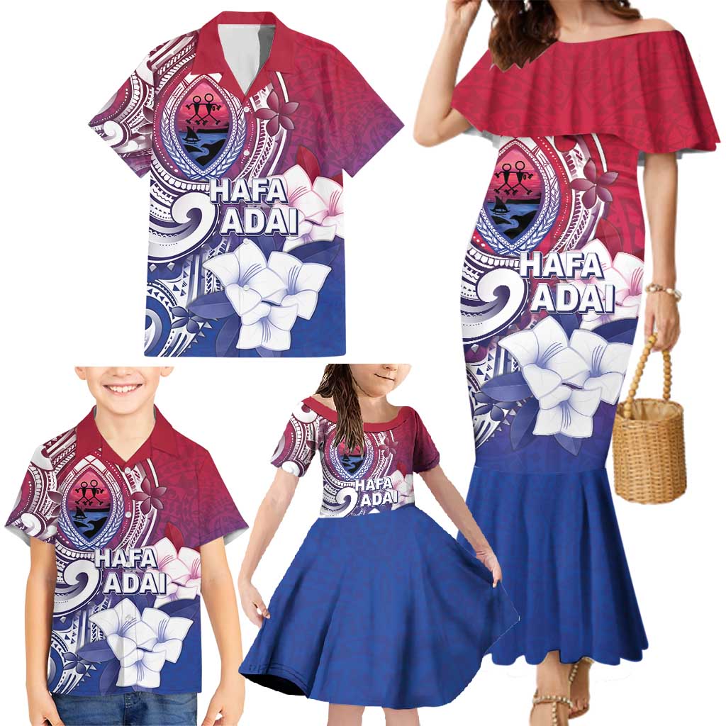 Guam Gadao Family Matching Mermaid Dress and Hawaiian Shirt Hafa Adai Micronesian Tribal Pattern