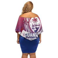 Guam Gadao Family Matching Off Shoulder Short Dress and Hawaiian Shirt Hafa Adai Micronesian Tribal Pattern