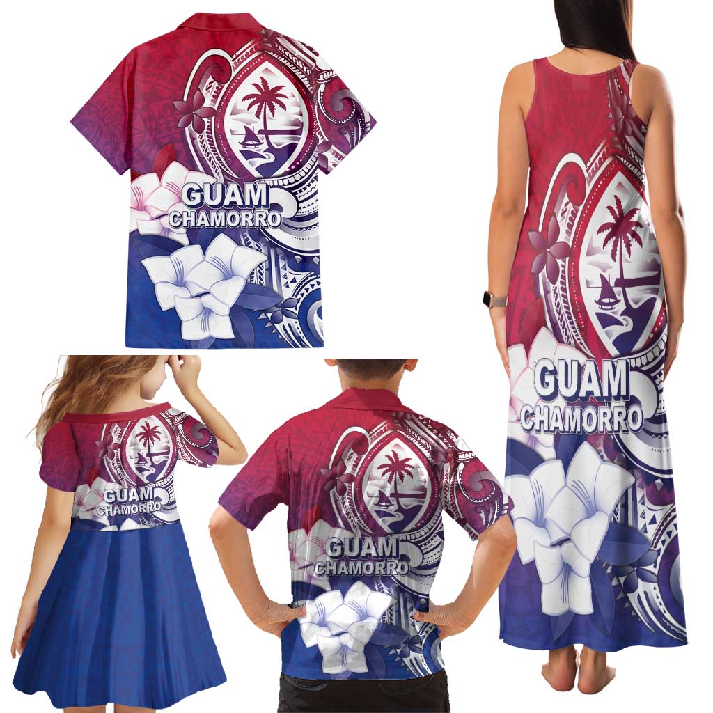 Guam Gadao Family Matching Tank Maxi Dress and Hawaiian Shirt Hafa Adai Micronesian Tribal Pattern