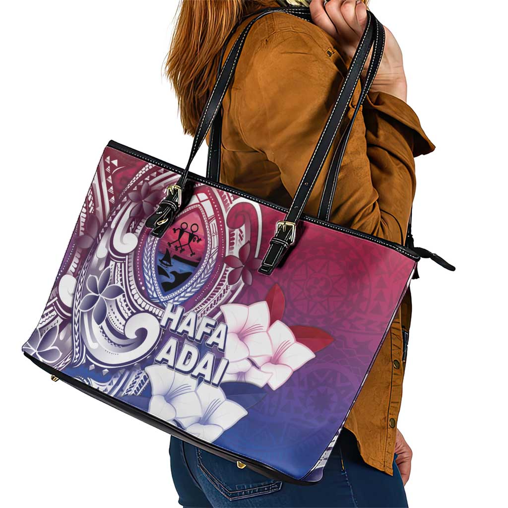 Guam Gadao Leather Tote Bag Hafa Adai Micronesian Tribal Pattern