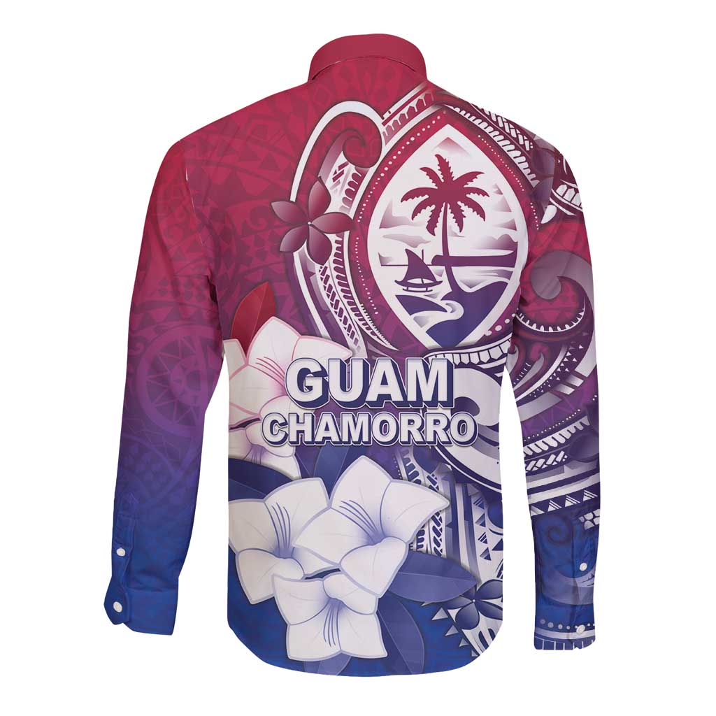 Guam Gadao Long Sleeve Button Shirt Hafa Adai Micronesian Tribal Pattern