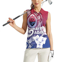 Guam Gadao Women Sleeveless Polo Shirt Hafa Adai Micronesian Tribal Pattern