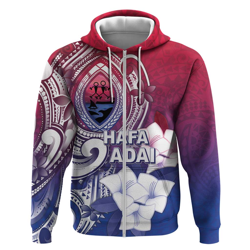 Guam Gadao Zip Hoodie Hafa Adai Micronesian Tribal Pattern