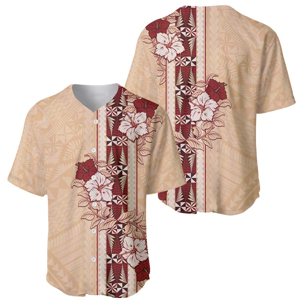 Tonga Language Week Baseball Jersey Hibiscus Tongan Ngatu Pattern LT05 - Polynesian Pride