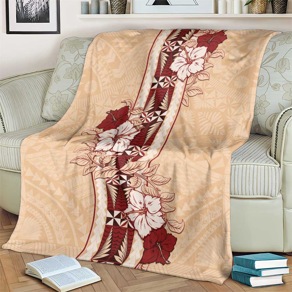 Tonga Language Week Blanket Hibiscus Tongan Ngatu Pattern