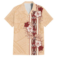 Tonga Language Week Family Matching Long Sleeve Bodycon Dress and Hawaiian Shirt Hibiscus Tongan Ngatu Pattern LT05 Dad's Shirt - Short Sleeve Beige - Polynesian Pride