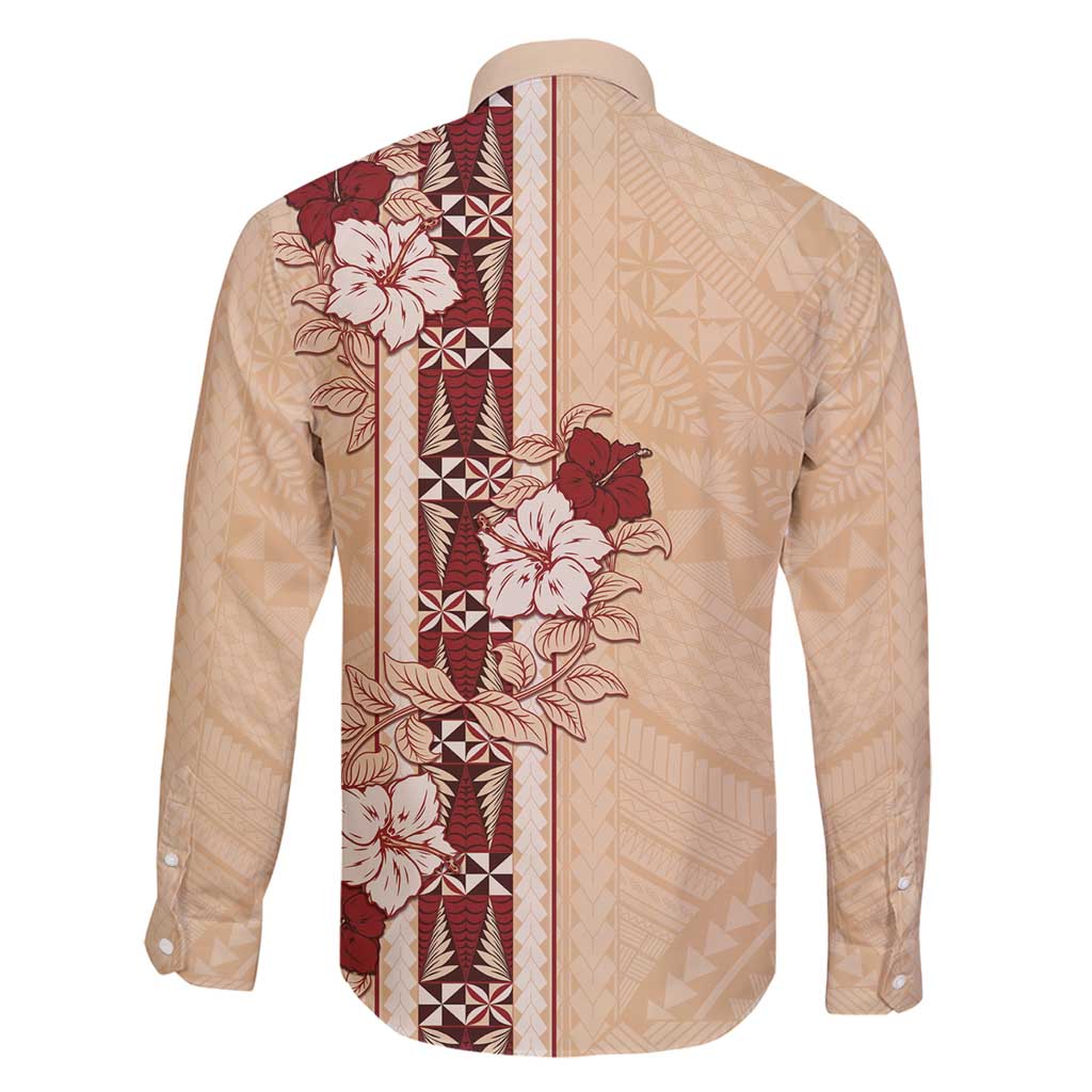 Tonga Language Week Family Matching Long Sleeve Bodycon Dress and Hawaiian Shirt Hibiscus Tongan Ngatu Pattern LT05 - Polynesian Pride