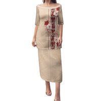 Tonga Language Week Family Matching Puletasi and Hawaiian Shirt Hibiscus Tongan Ngatu Pattern