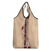 Tonga Language Week Grocery Bag Hibiscus Tongan Ngatu Pattern
