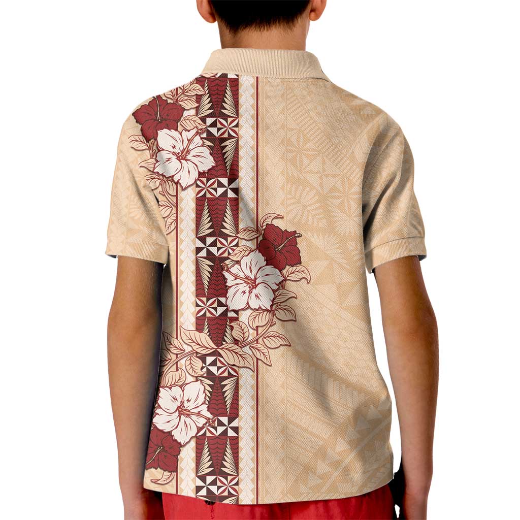 Tonga Language Week Kid Polo Shirt Hibiscus Tongan Ngatu Pattern LT05 - Polynesian Pride