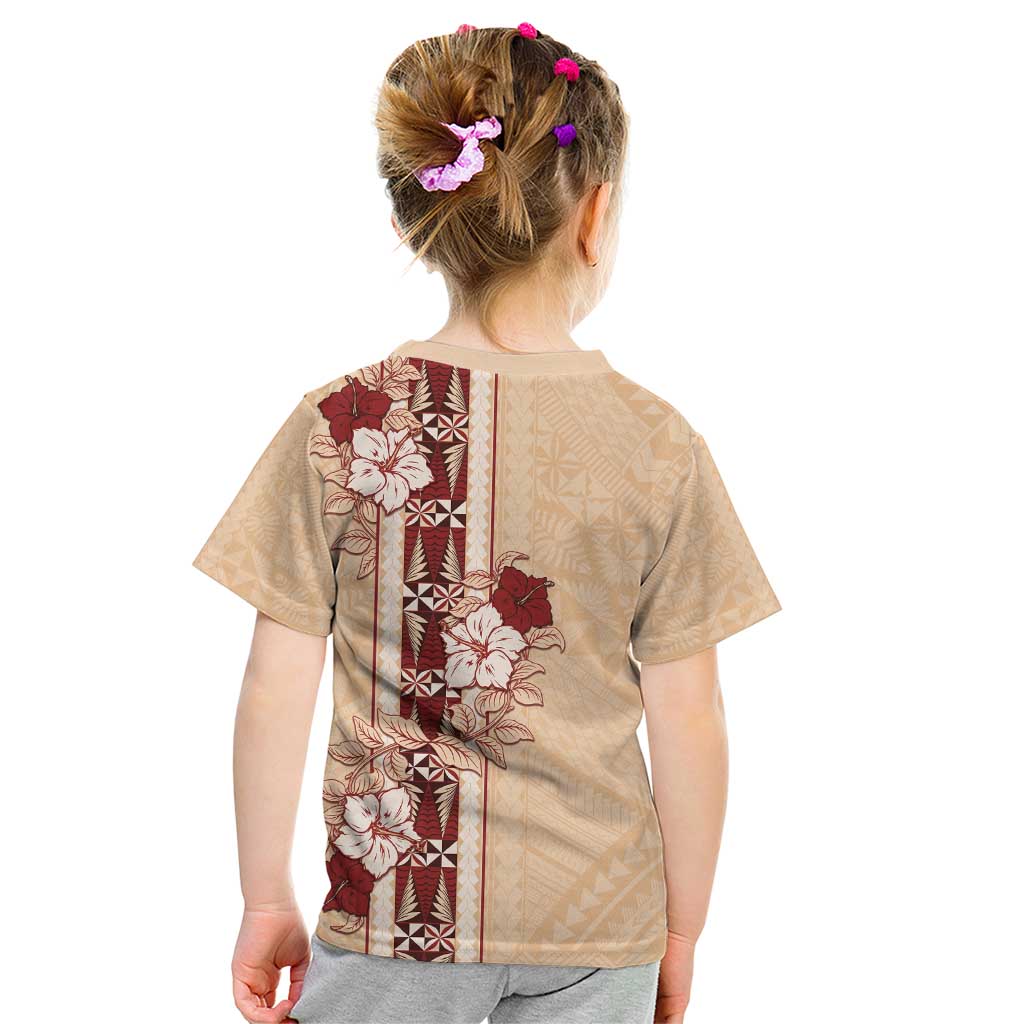 Tonga Language Week Kid T Shirt Hibiscus Tongan Ngatu Pattern LT05 - Polynesian Pride