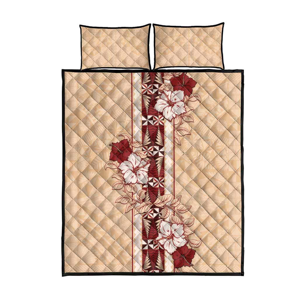 Tonga Language Week Quilt Bed Set Hibiscus Tongan Ngatu Pattern