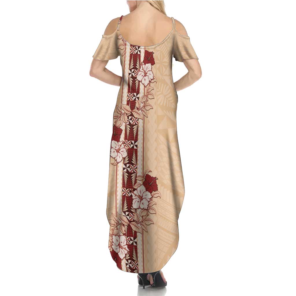 Tonga Language Week Summer Maxi Dress Hibiscus Tongan Ngatu Pattern