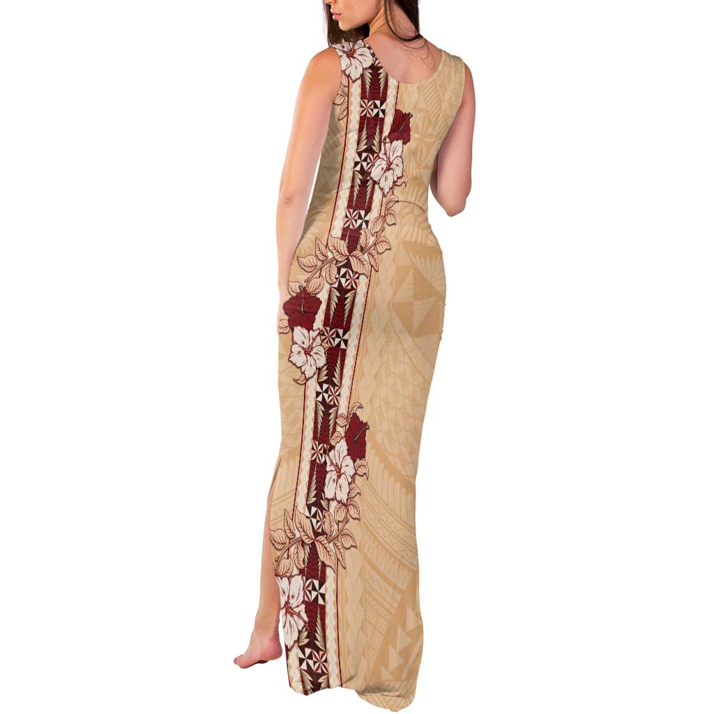 Tonga Language Week Tank Maxi Dress Hibiscus Tongan Ngatu Pattern