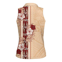 Tonga Language Week Women Sleeveless Polo Shirt Hibiscus Tongan Ngatu Pattern LT05 - Polynesian Pride