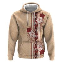 Tonga Language Week Zip Hoodie Hibiscus Tongan Ngatu Pattern