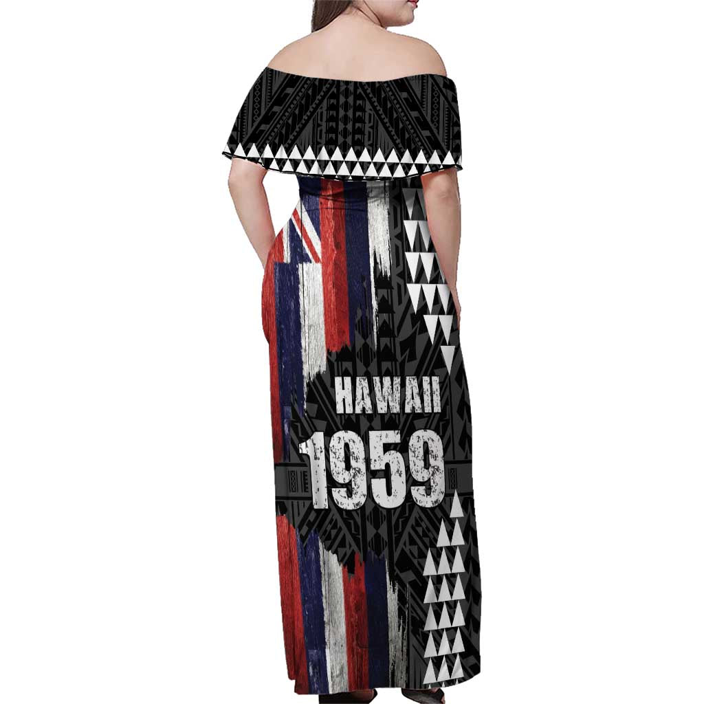 Hawaii 1959 Statehood Day Family Matching Off Shoulder Maxi Dress and Hawaiian Shirt Classic Style