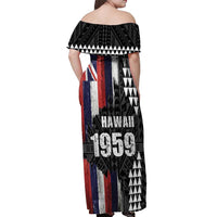 Hawaii 1959 Statehood Day Off Shoulder Maxi Dress Classic Style
