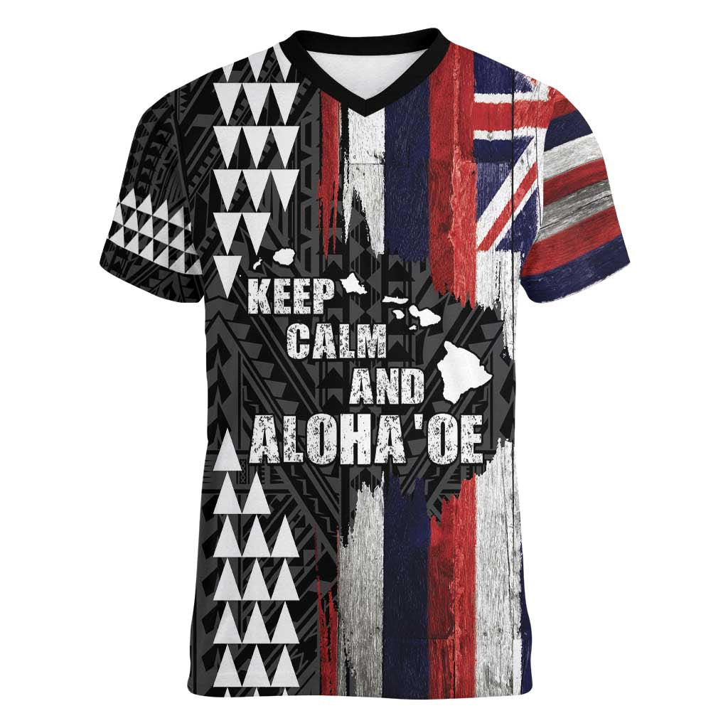 Hawaii 1959 Statehood Day Women V-Neck T-Shirt Classic Style LT05 Female Black - Polynesian Pride