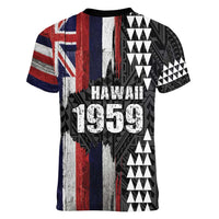 Hawaii 1959 Statehood Day Women V-Neck T-Shirt Classic Style LT05 - Polynesian Pride