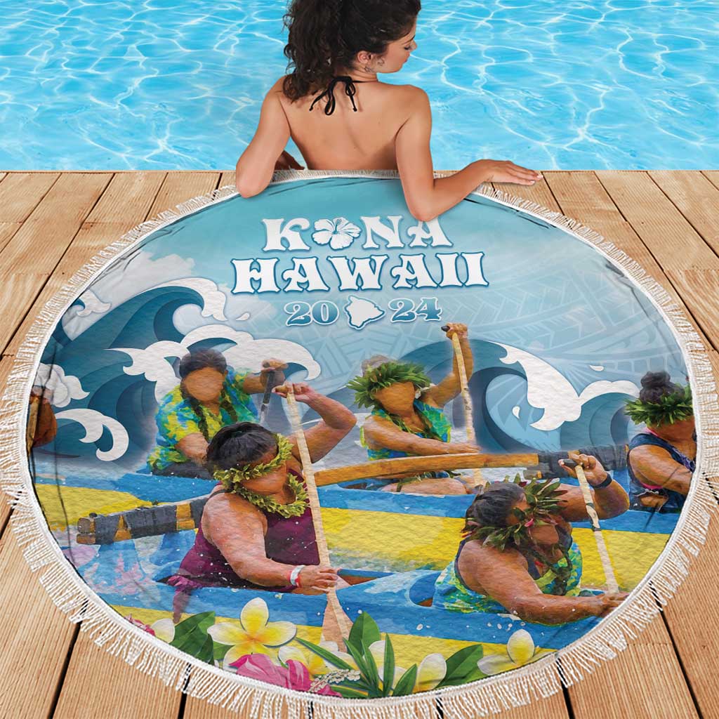 Hawaii Outrigger Canoe Race Beach Blanket Polynesian Style Watercolor Style