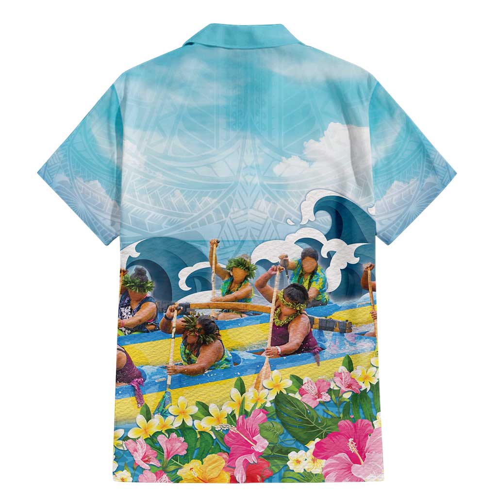 Hawaii Outrigger Canoe Race Family Matching Mermaid Dress and Hawaiian Shirt Polynesian Style Watercolor Style