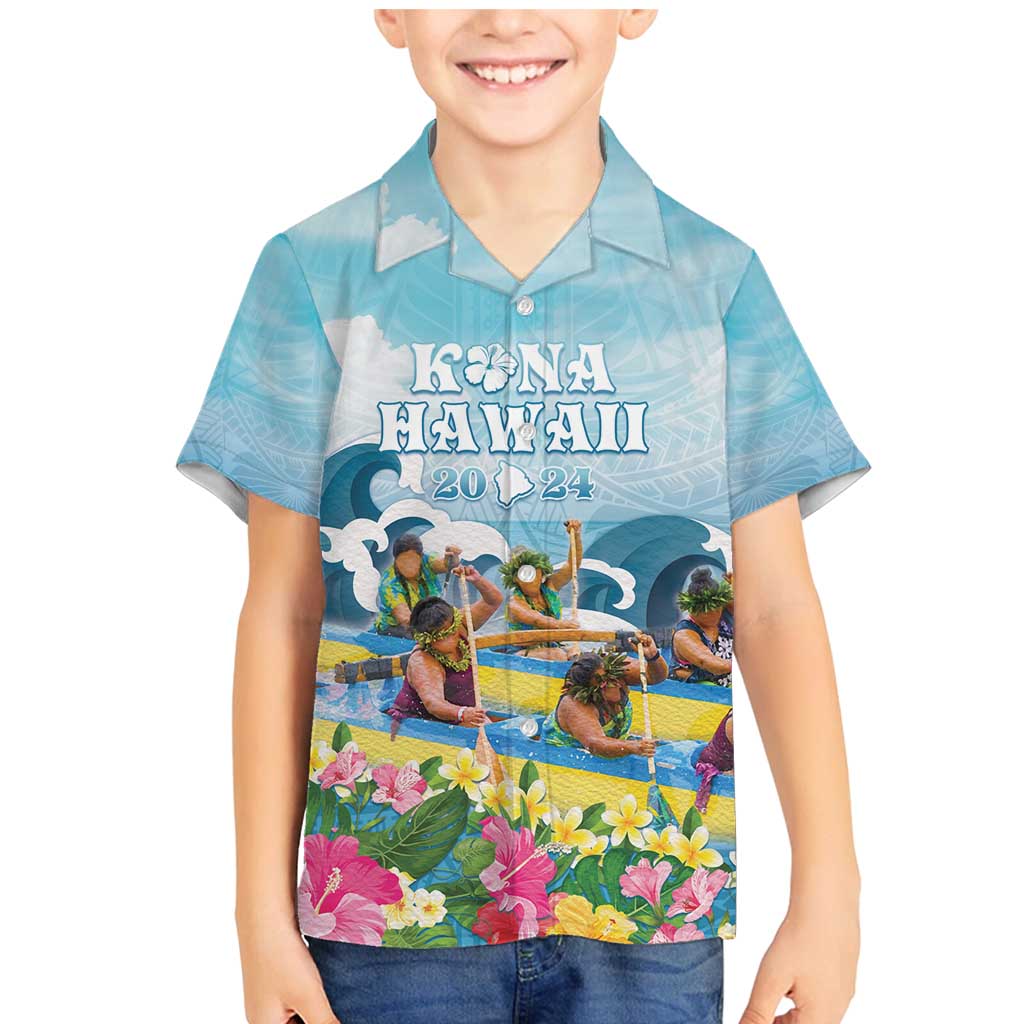 Hawaii Outrigger Canoe Race Family Matching Mermaid Dress and Hawaiian Shirt Polynesian Style Watercolor Style