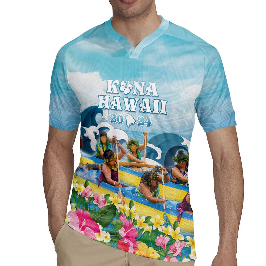 Hawaii Outrigger Canoe Race Rugby Jersey Polynesian Style Watercolor Style