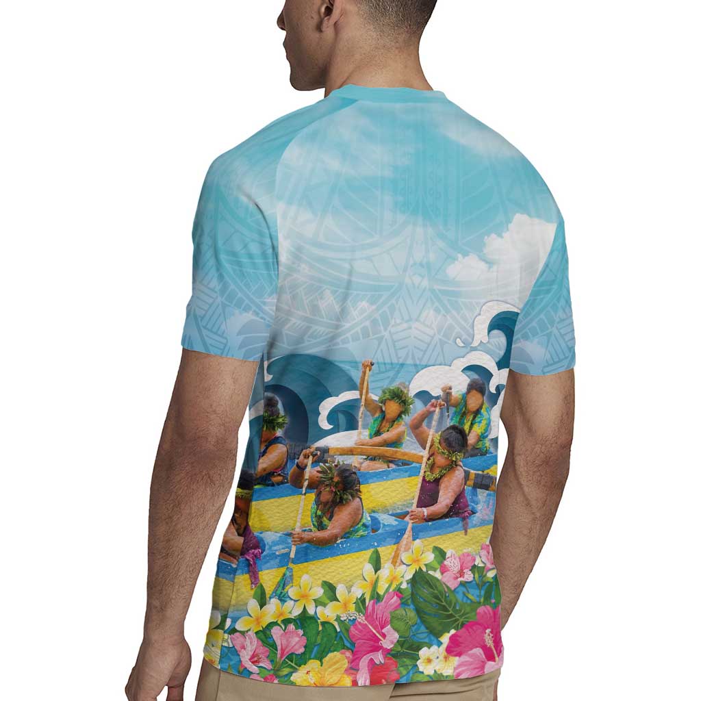 Hawaii Outrigger Canoe Race Rugby Jersey Polynesian Style Watercolor Style