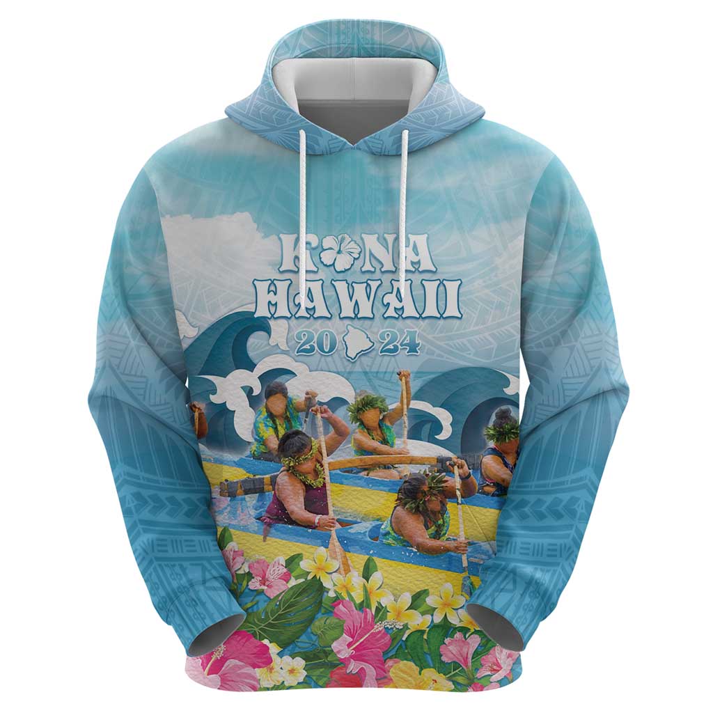 Hawaii Outrigger Canoe Race Zip Hoodie Polynesian Style Watercolor Style