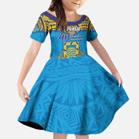 Personalised Tuvalu Independence Day Family Matching Tank Maxi Dress and Hawaiian Shirt Coat Of Arms With Polynesian Dolphin Tattoo