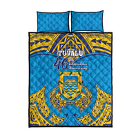 Tuvalu Independence Day Quilt Bed Set Coat Of Arms With Polynesian Dolphin Tattoo LT05 - Polynesian Pride
