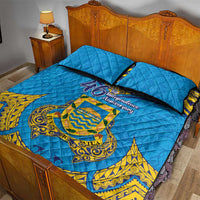 Tuvalu Independence Day Quilt Bed Set Coat Of Arms With Polynesian Dolphin Tattoo LT05 - Polynesian Pride