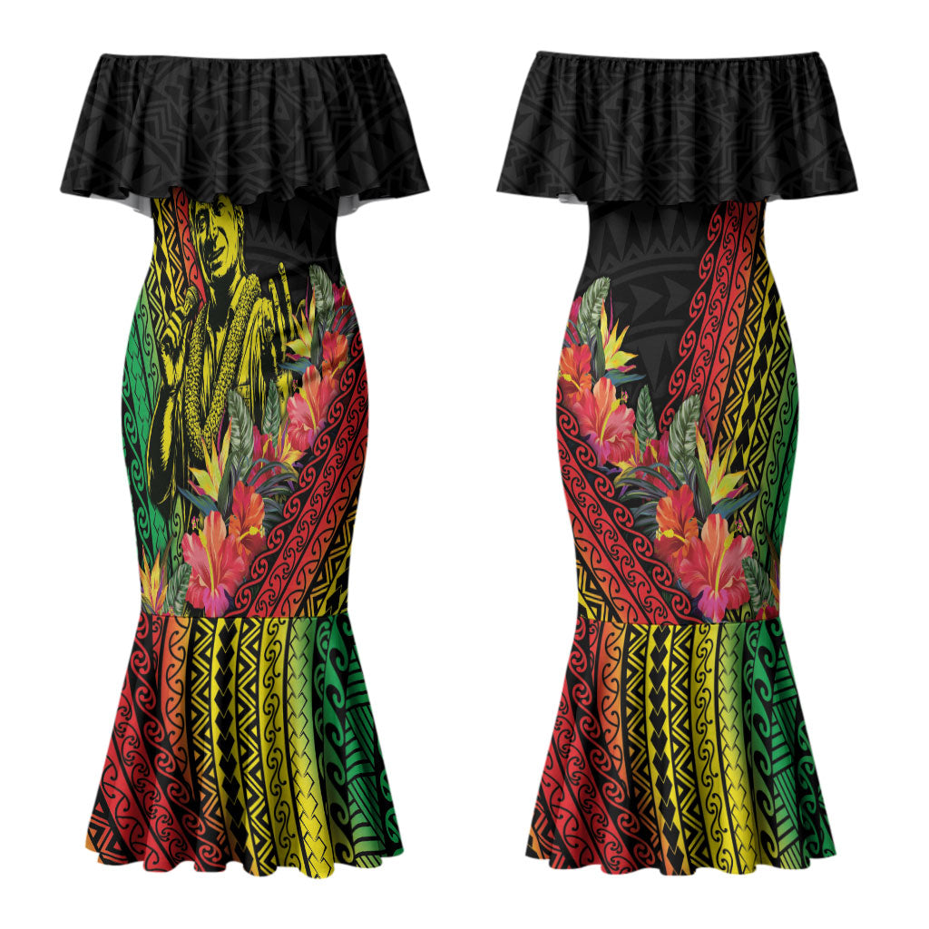 Retro Hawaiian Singer Couples Matching Mermaid Dress and Hawaiian Shirt Polynesian Style Tropical Flowers LT05 - Polynesian Pride
