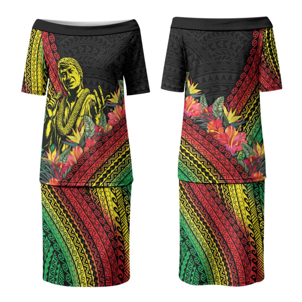 Retro Hawaiian Singer Couples Matching Puletasi and Hawaiian Shirt Polynesian Style Tropical Flowers LT05 - Polynesian Pride