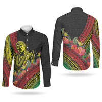 Retro Hawaiian Singer Couples Matching Short Sleeve Bodycon Dress and Long Sleeve Button Shirt Polynesian Style Tropical Flowers LT05 - Polynesian Pride
