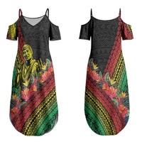 Retro Hawaiian Singer Couples Matching Summer Maxi Dress and Long Sleeve Button Shirt Polynesian Style Tropical Flowers LT05 - Polynesian Pride