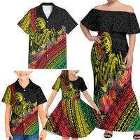 Retro Hawaiian Singer Family Matching Off Shoulder Maxi Dress and Hawaiian Shirt Polynesian Style Tropical Flowers LT05 - Polynesian Pride