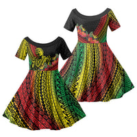 Retro Hawaiian Singer Family Matching Summer Maxi Dress and Hawaiian Shirt Polynesian Style Tropical Flowers LT05 Daughter's Dress Black - Polynesian Pride