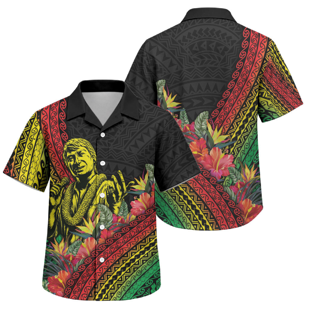 Retro Hawaiian Singer Family Matching Summer Maxi Dress and Hawaiian Shirt Polynesian Style Tropical Flowers LT05 Son's Shirt Black - Polynesian Pride