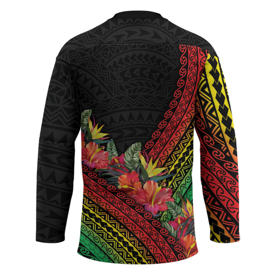 Retro Hawaiian Singer Hockey Jersey Polynesian Style Tropical Flowers LT05 - Polynesian Pride